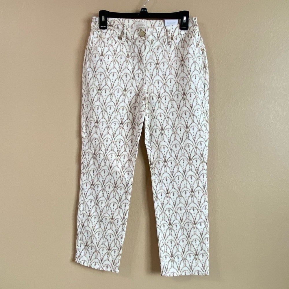 Chicos New Size 00 US 2 Cream Rhinestone and Lace Cropped Pant Sateen Skimmer‎